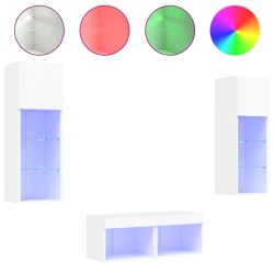 Meuble TV muraux 4 pcs avec lumières LED blanc 620785620785