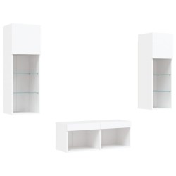 Meuble TV muraux 4 pcs avec lumières LED blanc 620785620785