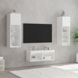 Meuble TV muraux 4 pcs avec lumières LED blanc 620785620785