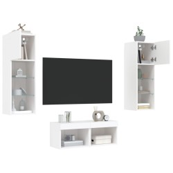 Meuble TV muraux 4 pcs avec lumières LED blanc 620785620785