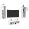 Meuble TV muraux 4 pcs avec lumières LED blanc 620785620785