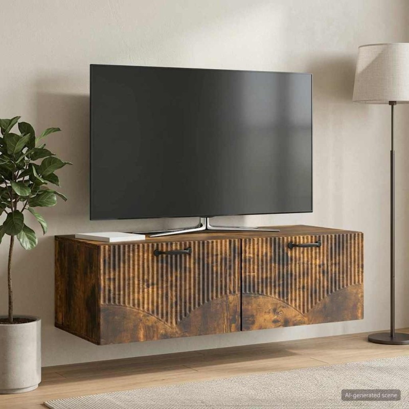 Meuble TV mural Chêne fumé 98 x 41 x 30 cm Bois d'ingénierie 620787620787
