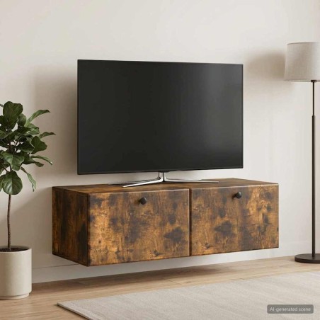 Meuble TV mural 98 x 41 x 30 cm Chêne fumé Bois d'ingénierie 620789620789