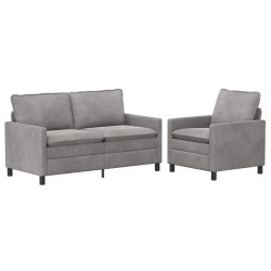 Ensemble de Canapés 2 pcs Gris clair Velours 620790620790