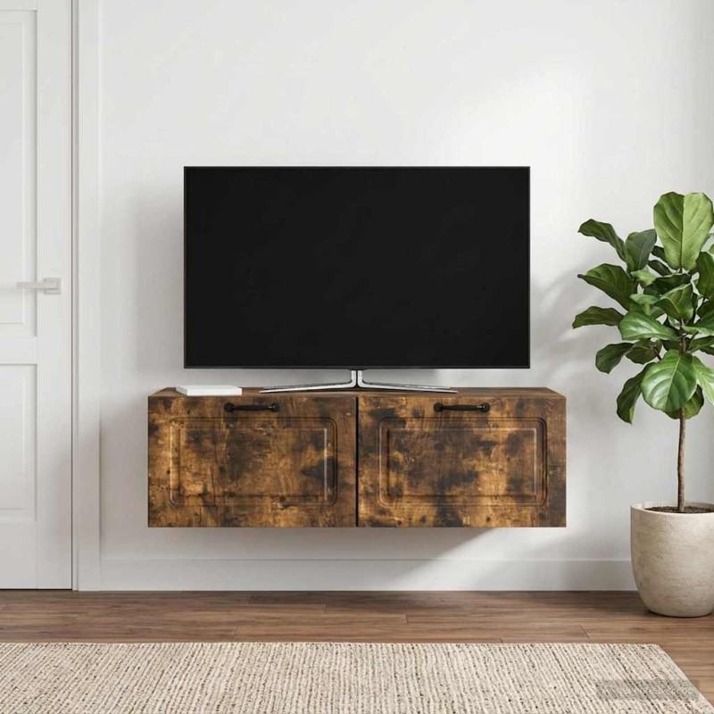 Meuble TV mural Chêne fumé 98 x 41 x 30 cm Bois d'ingénierie 620792620792