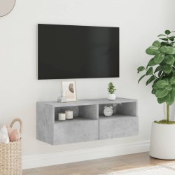 Meuble TV mural gris béton 80x30x30 cm bois d'ingénierie 620793620793