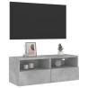 Meuble TV mural gris béton 80x30x30 cm bois d'ingénierie 620793620793