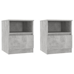 Tables de chevet 2 pcs gris béton 40x40x50 cm bois d'ingénierie 620800620800