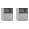 Tables de chevet 2 pcs gris béton 40x40x50 cm bois d'ingénierie 620800620800