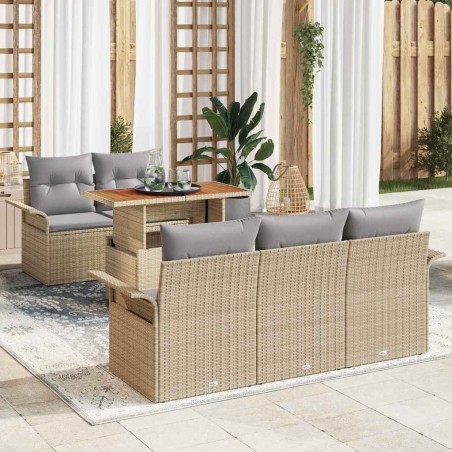 Ensemble de canapé de jardin 6 pcs Beige et Gris clair 620805620805