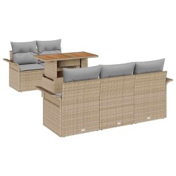 Ensemble de canapé de jardin 6 pcs Beige et Gris clair 620805620805