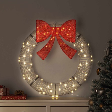 Couronne avec 80 LED Blanc chaud 90 x 90 x 9 cm Rotin 620807620807