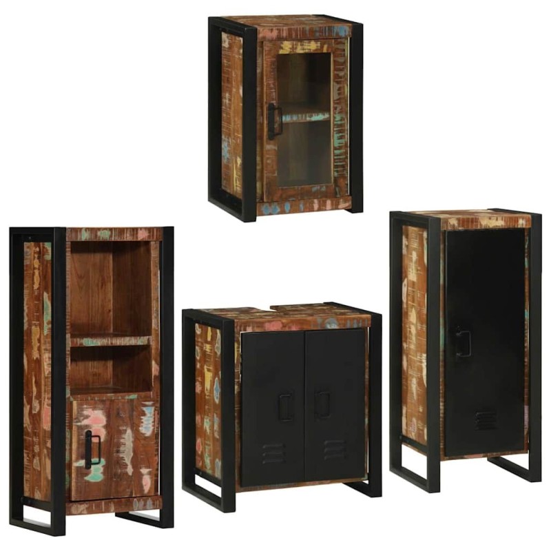 Ensemble de mobilier de salle de bain 4 pcs Bois massif recyclé 620809620809