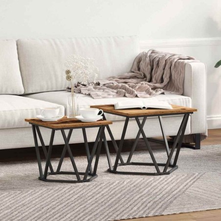 Ensemble de tables d'appoint 2 pcs bois recyclé 620811620811