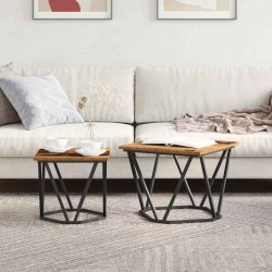 Ensemble de tables d'appoint 2 pcs bois recyclé 620811620811