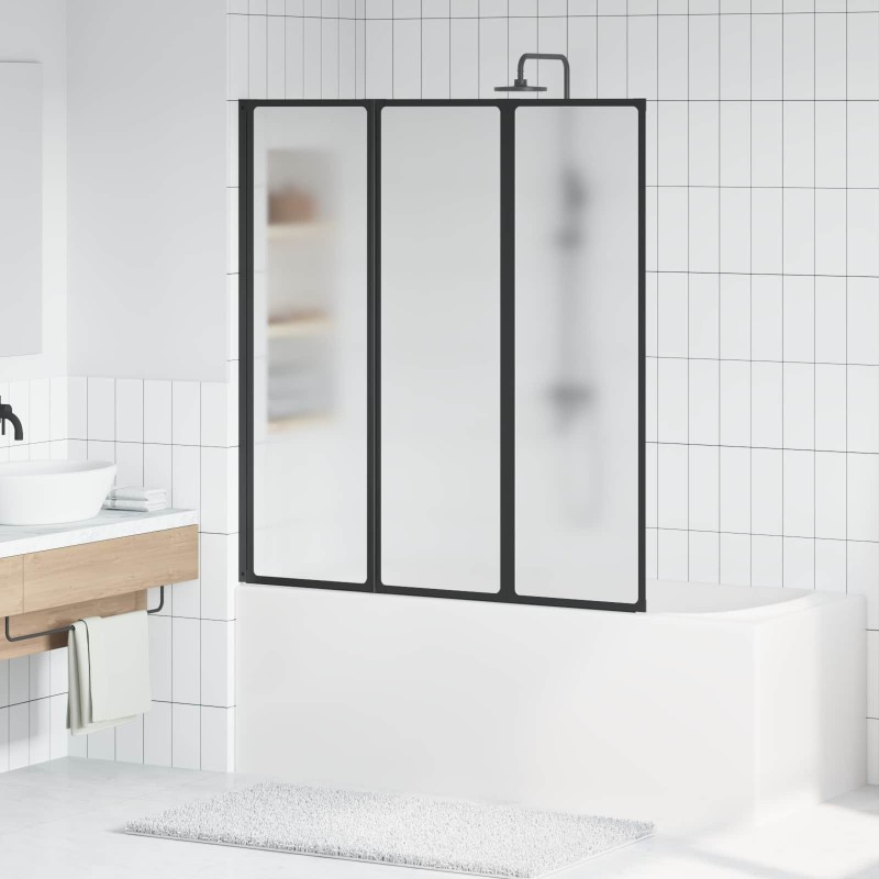 Paravent de douche pliable Noir et Givre Total 132 x 2 x 140 cm 620813620813