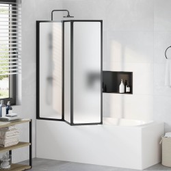 Paravent de douche pliable Noir et Givre Total 132 x 2 x 140 cm 620813620813