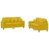 Ensemble de canapés 2 pcs avec coussins Jaune Velours 620814620814