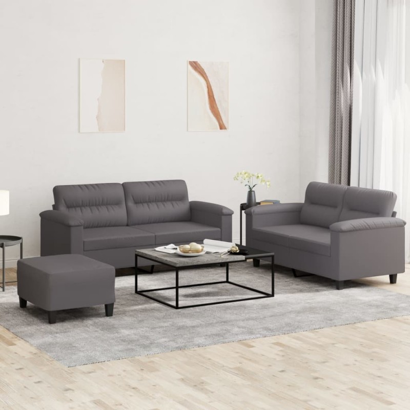 Ensemble de canapés 3 pcs avec coussins Gris Similicuir 620816620816