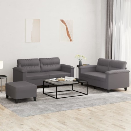 Ensemble de canapés 3 pcs avec coussins Gris Similicuir 620816620816