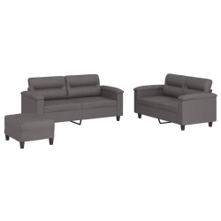 Ensemble de canapés 3 pcs avec coussins Gris Similicuir 620816620816