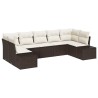 Ensemble de canapé de jardin 7 pcs Marron et Crème Poly rotin 620818620818