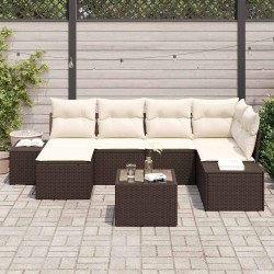 Ensemble de canapé de jardin 6 pcs Marron et Crème polyrotin 620820620820