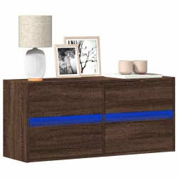 Meuble TV mural avec lumières LED chêne marron 100x31x45 cm 620823620823
