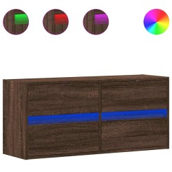 Meuble TV mural avec lumières LED chêne marron 100x31x45 cm 620823620823