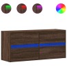 Meuble TV mural avec lumières LED chêne marron 100x31x45 cm 620823620823