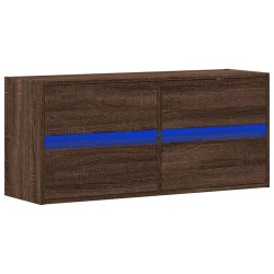 Meuble TV mural avec lumières LED chêne marron 100x31x45 cm 620823620823