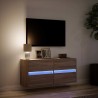 Meuble TV mural avec lumières LED chêne marron 100x31x45 cm 620823620823