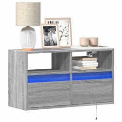 Meuble TV mural avec lumières LED sonoma gris 80x31x45 cm 620825620825