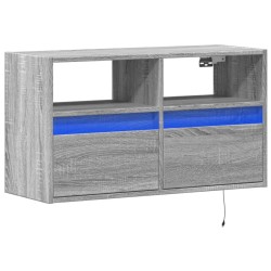 Meuble TV mural avec lumières LED sonoma gris 80x31x45 cm 620825620825