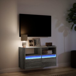Meuble TV mural avec lumières LED sonoma gris 80x31x45 cm 620825620825