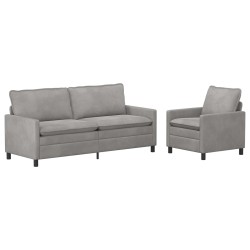 Ensemble de Canapés 2 pcs Gris clair Velours 620833620833