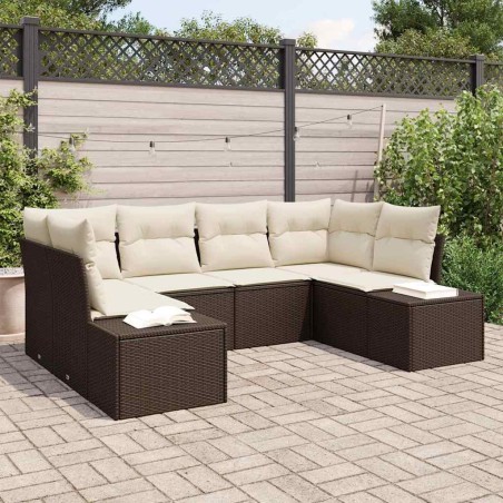 Ensemble de canapé de jardin 6 pcs Marron et Crème Poly rotin 620834620834