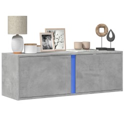Meuble TV mural avec lumières LED gris béton 100x31x35 cm 620835620835