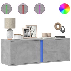 Meuble TV mural avec lumières LED gris béton 100x31x35 cm 620835620835