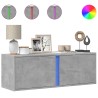 Meuble TV mural avec lumières LED gris béton 100x31x35 cm 620835620835