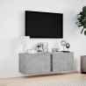 Meuble TV mural avec lumières LED gris béton 100x31x35 cm 620835620835