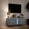 Meuble TV mural avec lumières LED gris béton 100x31x35 cm 620835620835