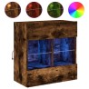 Meuble TV mural avec lumières LED chêne fumé 58,5x30x60,5 cm 620836620836