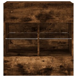 Meuble TV mural avec lumières LED chêne fumé 58,5x30x60,5 cm 620836620836