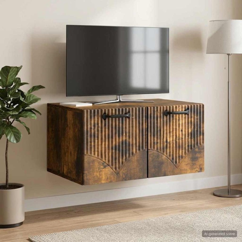 Meuble TV mural Chêne fumé 59,5 x 41 x 30 cm Bois d'ingénierie 620837620837
