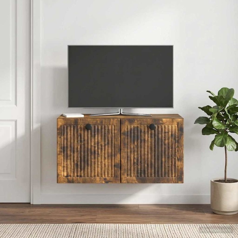 Meuble TV mural Chêne fumé 59,5 x 31 x 30 cm Bois d'ingénierie 620838620838