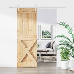 Porte coulissante Naturel et Blanc 80 x 210 cm 620845620845