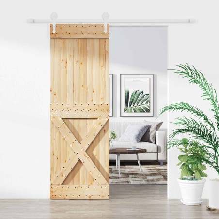 Porte coulissante Naturel et Blanc 80 x 210 cm 620845620845