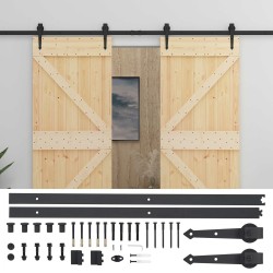 Porte coulissante 2 pcs 90 x 210 cm Bois de pin massif 620846620846