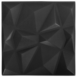 Panneaux muraux 24 pcs Noir Diamant 50 x 50 cm Mousse XPS 620849620849